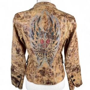 Corral embossed Leather Western Jacket Size Small